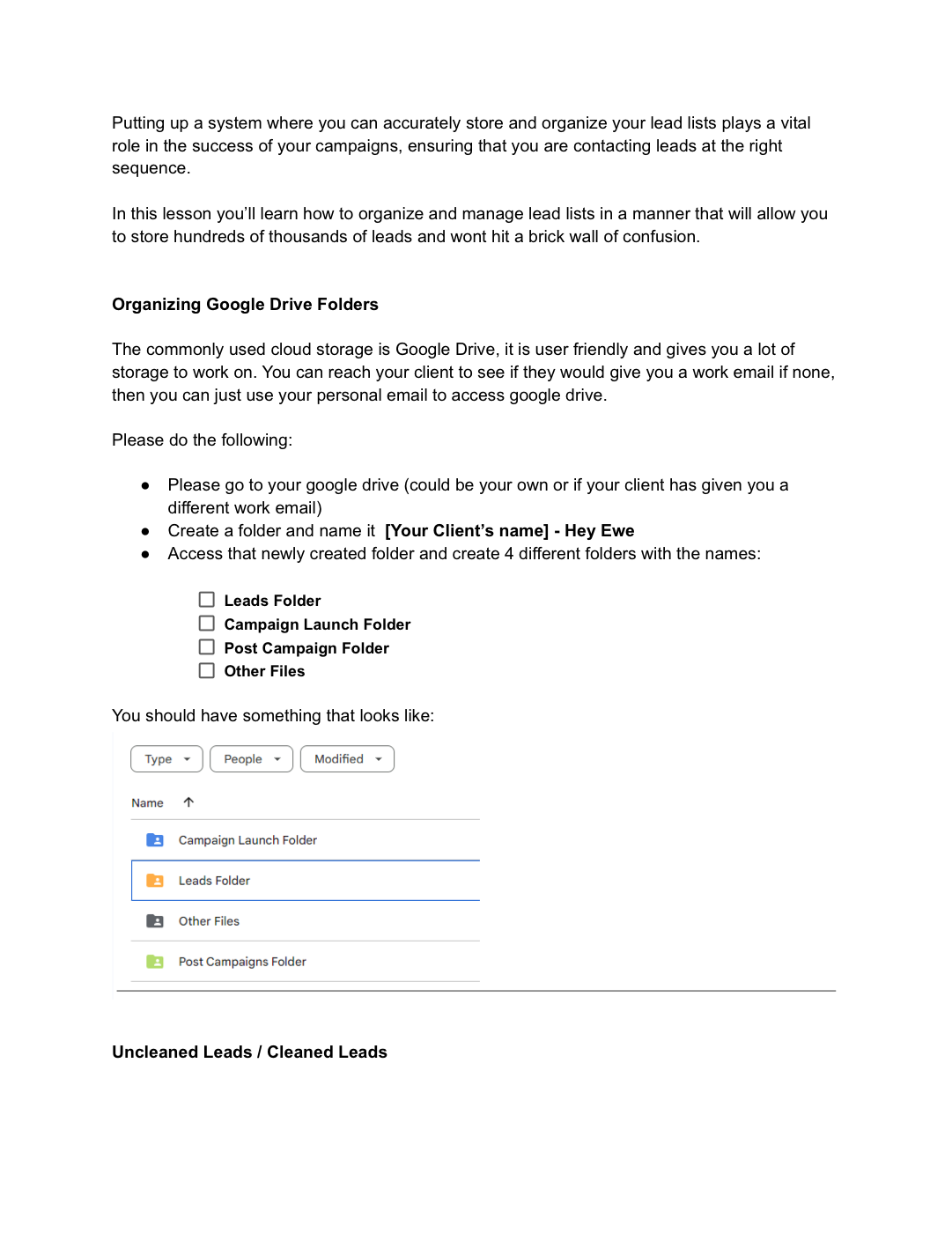 Lead list management