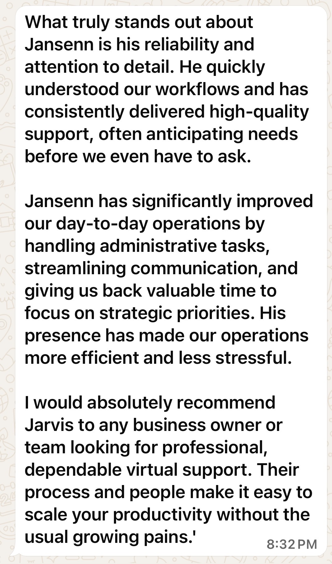 Client testimonial