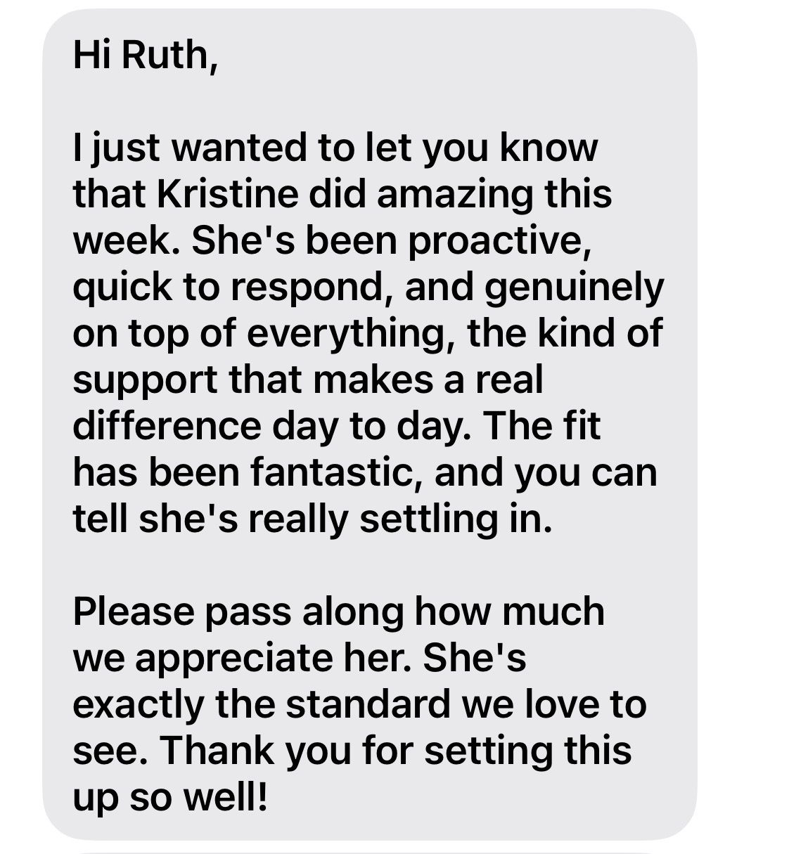 Client testimonial