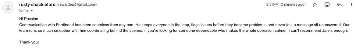 Client testimonial